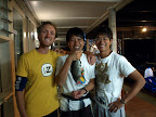 A photo with Triff and Hao and the fishy that I caught in Keri Keri.