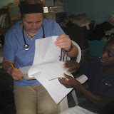 Tanda checks Manuela's chart one last time before she goes back