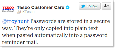 Twitter: @ troyhunt password vengono memorizzate in modo sicuro.  Stanno solo copiato in testo normale quando incollato automaticamente in una mail di promemoria della password.