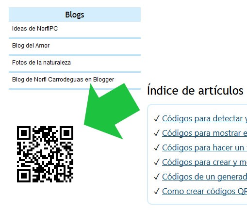 Códigos QR en las páginas de NorfiPC