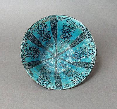 Bowl Iran, Kashan Bowl, early 13th century Ceramic; Vessel, Fritware, underglaze painted, 3 7/8 x 7 3/4 in. (9.84 x 19.69 cm) The Nasli M. Heeramaneck Collection, gift of Joan Palevsky (M.73.5.254) Art of the Middle East: Islamic Department.
