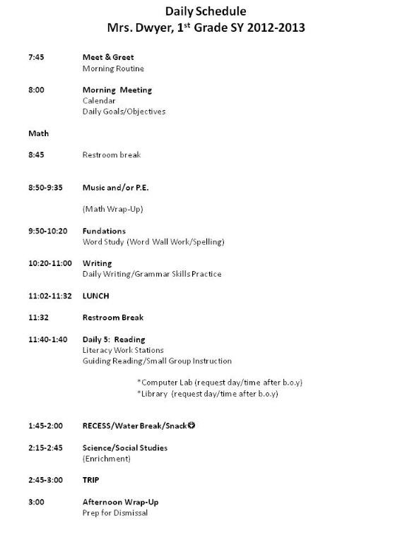 schedule schedule