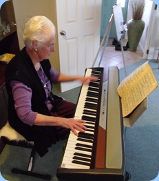 Dorothy Waddel playing the Club's Korg SP250