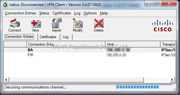 Solution and fix Cisco VPN Client get stuck at Securing Communications Channel Solution and fix Cisco VPN Client get stuck at Securing Communications Channel