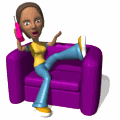 mujer sofa hablando por telefono