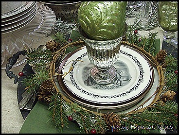 green and silver setting
