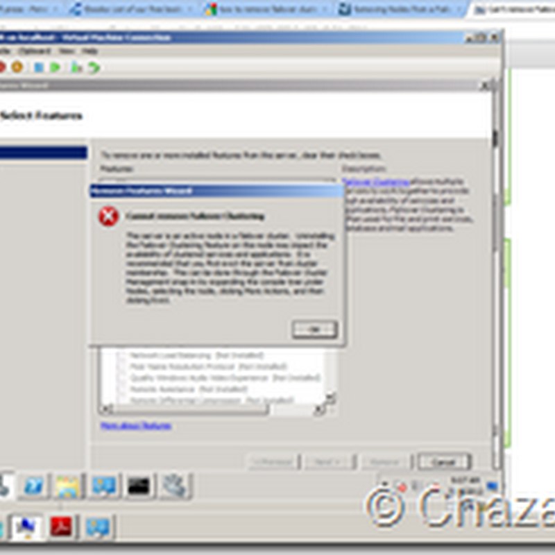 Remove Failover Clustering Feature melalui PowerShell