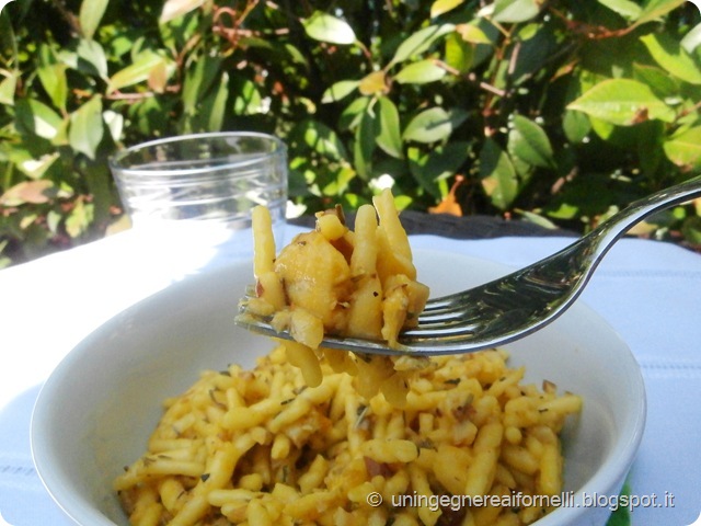 trofie gallinella zafferano spezie aromatiche rosmarino timo origano mandorle pasta primo