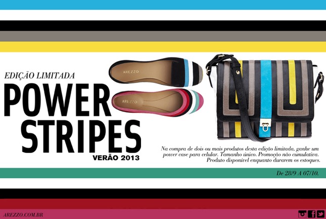 Arezzo lança edição limitada de bolsas e sapatos com listras coloridas – Power Stripes Verão 2013. sapatos bolsas Arezzo power strippes