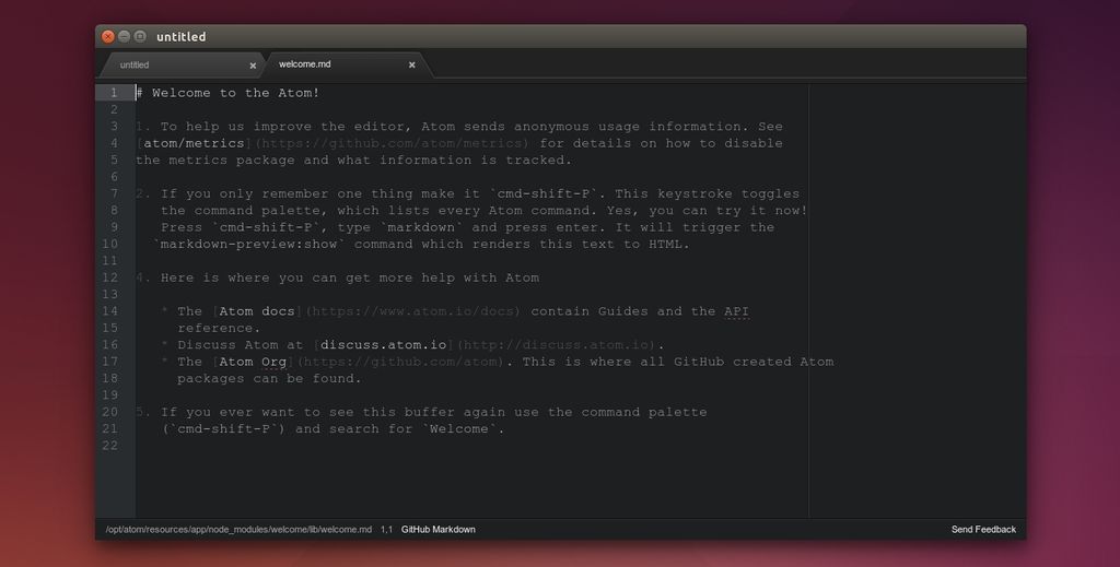 Atom in Ubuntu Linux