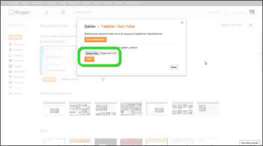 Blogger Tema Yükleme
