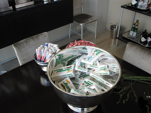 I later mixed different candies in the big bowls.