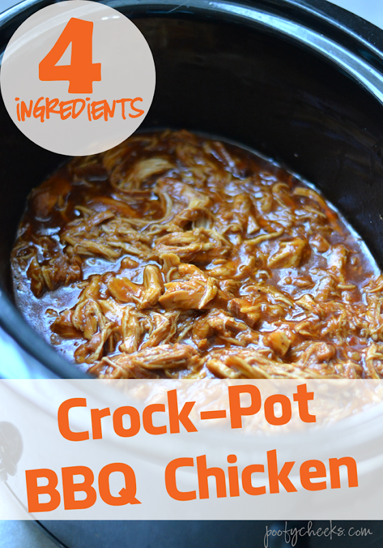 4 Ingredient Crock Pot BBQ Chicken - so easy a husband can make it!