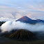 Sunrise makes Semeru glow red