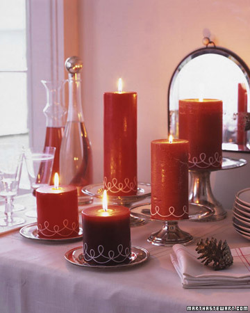 Decorate inexpensive pillar candles with twine for gifts or a creative table display.