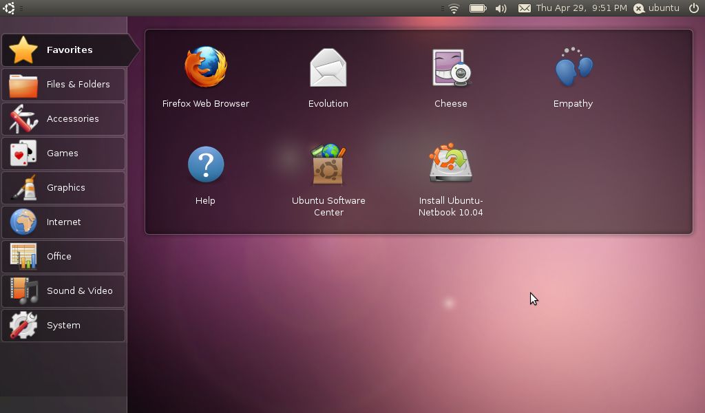 Ubuntu 10.04 Lucid Lynx LTS Netbook Edition