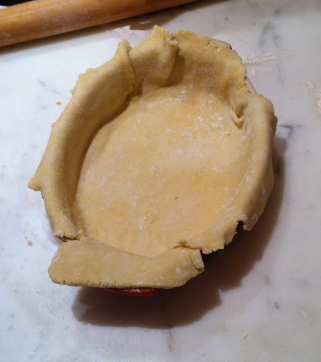 Couldn't find my pie plate. Did I ever have one? Who knows. Made it work with this oval casserole dish.