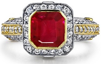 Square Emerald Cut Ruby and Diamond Border Ring Square-Emerald-Cut-Ruby-and-Diamond-Border-Ring-in-Platinum-and-18k-Yellow-Gold_SR0335RB