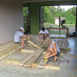 The women of the group spent hours sanding every board some the entire playground smooth.