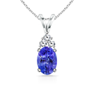 Oval Tanzanite and Round Diamond V-Bale Pendant