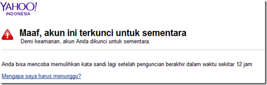 layanan account Yahoo terkunci sementara layanan account Yahoo terkunci