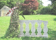 Ed Gorey house back yard with topiary