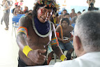 About seventy Xikrin Kayapo leaders in Altamira for the first of a series of talks between the indigenous communities along the Xingu River in the Brazilian Amazon affected by the Belo Monte Dam and the dam-building consortium Norte Energia. Credit: Rafael Salazar
