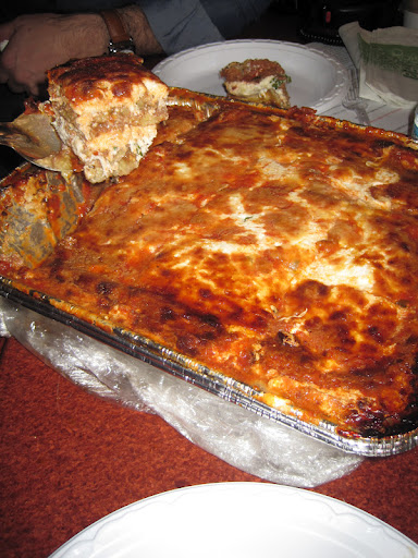 Marion and Rosanna brought in their eggplant lasagna to share.