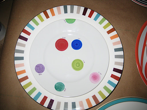 So many good colors on one plate! Well two, actually.
The larger, striped one is by Missoni and it's called 