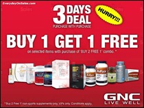 GNC Livewell Buy 1 Free 1 Promotion Deal July 2013 All Discounts Offer Shopping EverydayOnSales