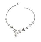 A simple neckline begs for a bold necklace! Simon G. Jewelry's platinum necklace features a bold mix of round, princess and marquise cut white diamonds.