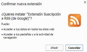 Confirmación de la instalación de la extensión