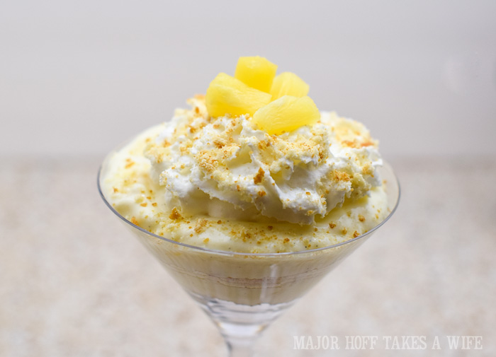 Pineapple Parfait with Vanilla cookie crumbs, whip cream, and pineapple on top. A quick and easy dessert featuring healthy yogurt, pineapple, and cookie crumbs. Don't have time to make a healthy dessert or any dessert? There are no excuses now! This pineapple parfait only takes 5 minutes to make! Now that's a quick dessert! The recipe also comes with a free "Do Not Disturb / Pampering In Progress" door knob hanger so you can eat your dessert in peace! #MullerMoment #CollectiveBias #ad #pineapple #quick #easy #desserts #yogurt Pineapple Parfait with Vanilla cookie crumbs whip cream and pineapple on top