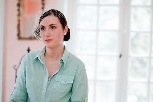 i decided to wear a green and white pinstriped shirt so that i would match the palette of the bridesmaids dresses as they were getting ready. i know, it's a little overboard.