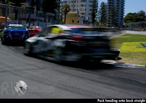 Pack heading onto back straight
