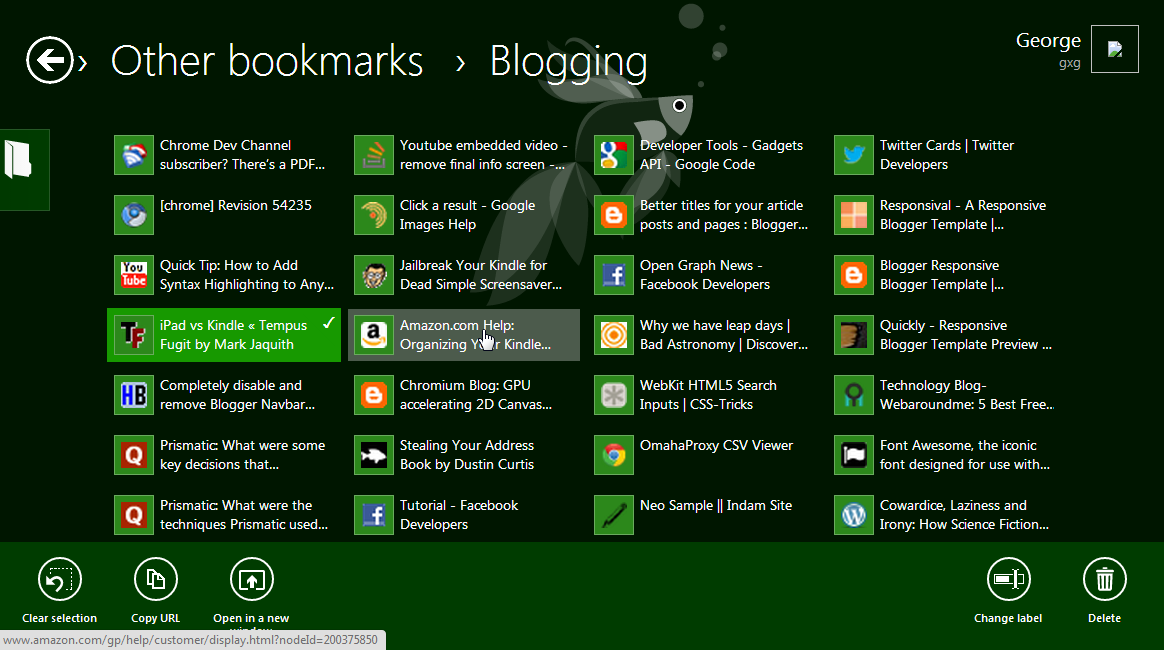 Chrome new metroTab Bookmarks Screen Chrome new metroTab Bookmarks Screen