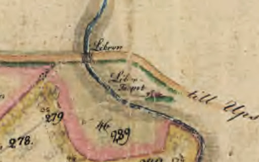 Libron, skifteskarta från 1823 över Husby, Överby och Grängberga.