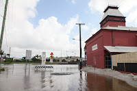 Tide coming up at the end of the street