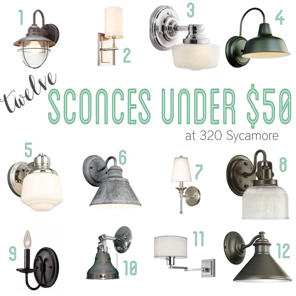 12 sconces for under $50 -- 320 Sycamore