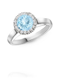 Round Aquamarine and Diamond Cocktail Ring