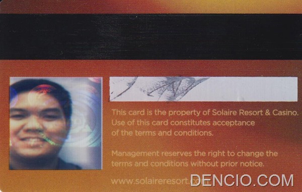 Solaire Membership Card Back
