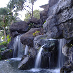 A decorative fountain near the hotel.