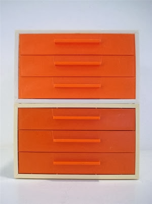 Object Plastic Orange And White Filing Drawers