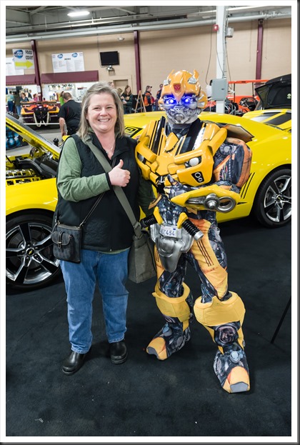 Peg and Bumblebee at the NorthEast Rod and Custom Car Show