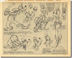 A stat model sheet of Goofy swinging a bat. Signed  "Don Towsley 8/4/37"   [Unframed Item: 12.5"W x 10"H]   Acquired 2000.  SeqID-0501   Updated: 11/1/2005