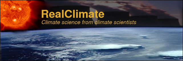 Banner image from the RealClimate web site, realclimate.org. Climate science from climate scientists. Graphic: RealClimate