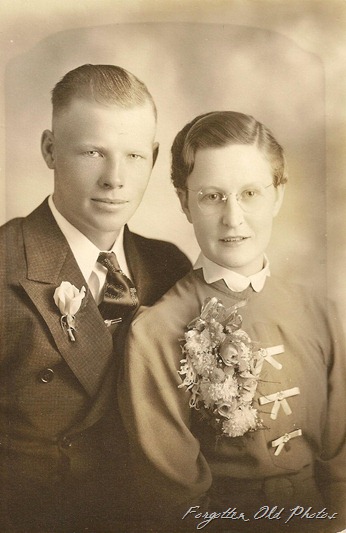 Wedding photo Large corsage Perham Antiques