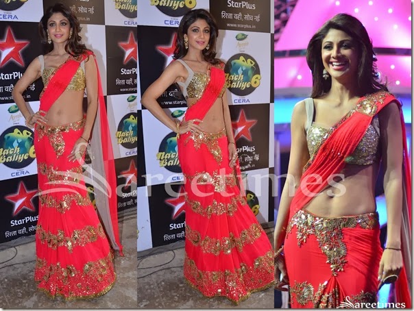 Shilpa_Shetty_Red_Embroidery_Saree Shilpa_Shetty_Red_Embroidery_Saree