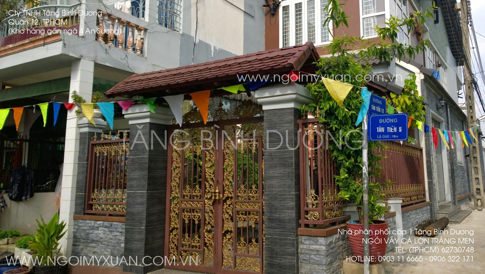 Mái cổng lợp ngói vảy cá lớn tráng men mai cong lop ngoi vay ca lon trang men