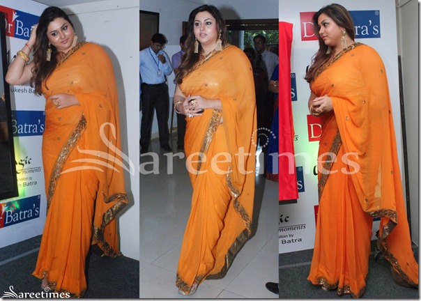Namitha_Orange_Georgette_Saree